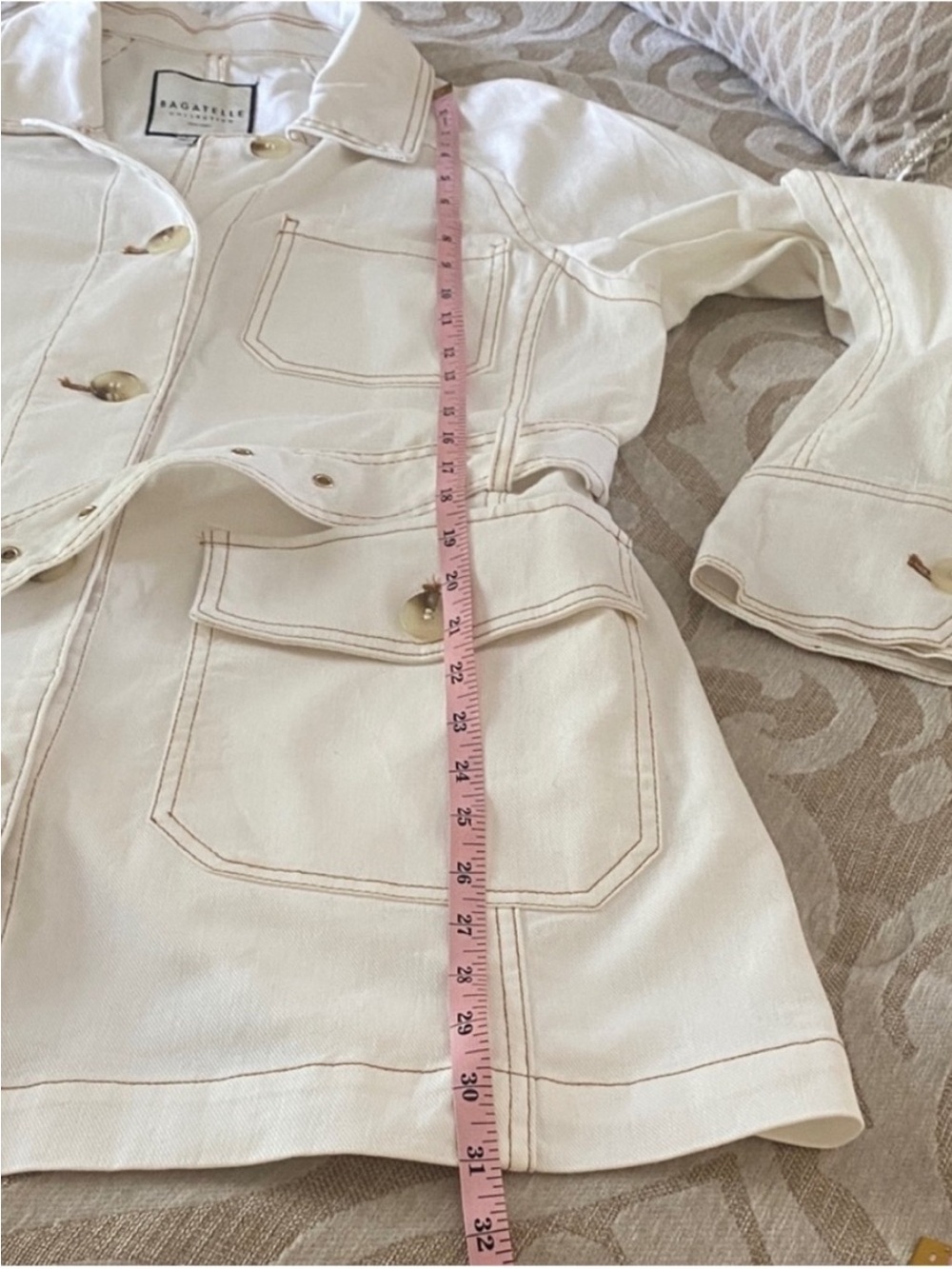 Bagatelle Belted Utility Jacket Cream Neutral Fall Coat - Picture 4 of 15